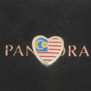 Pandora Malaysia Flag Heart Charm Bead Exclusive Pendant S925 Silver with box